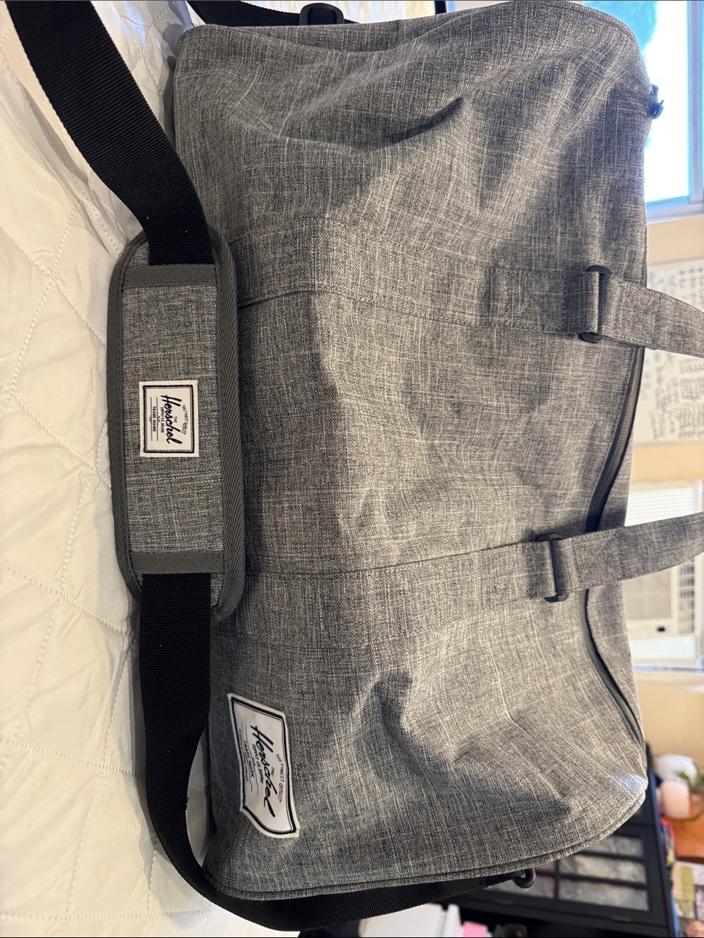 Herschel Supply Company Heather Gray Duffel Bag with Black Strap